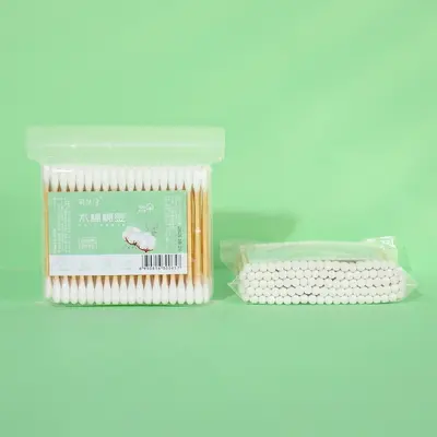 Bambu Çubuklu Çift Uçlu Pamuklu Çubuk, Tek Kullanımlık, Toptan - 7