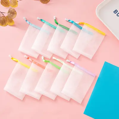 Foaming Net for Face Cleanser, Soap Mesh Bag, Soap Saver - 12