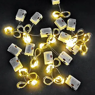 Kupferdraht-Lichterkette, Kupferdraht-LED-Lichterkette, Batteriebetriebene Lichterkette mit Knopfschalter, Handwerk-Lichterkette, Indoor-Lichterkette, blinkende Lichter