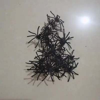 Halloween Spider Web Decoration with Cotton Spiders and Small Plastic Spiders - 12