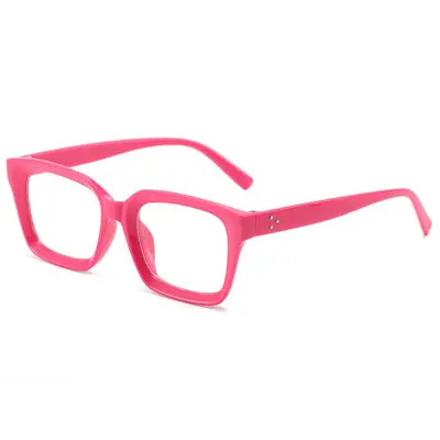Anti-Blue Light Square Metal Eyeglass Frame for Women, Clear Lens - 9