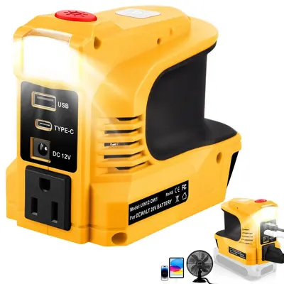 Passend für Milwaukee, Makita, DeWalt Wechselrichter, Autowechselrichter mit DC-Stecker/USB-Typ-C-Anschluss-Steckdose