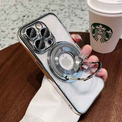 Görünmez braketli Apple 16 cep telefonu kılıfı, iPhone 15 için uygun manyetik emişli, lens filmi ve 14 ProMax koruyucu kapaklı. - 8