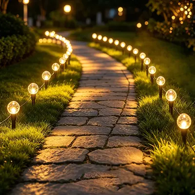 Solar Lawn Light String, Petal Lights with Built-in Battery, LED
