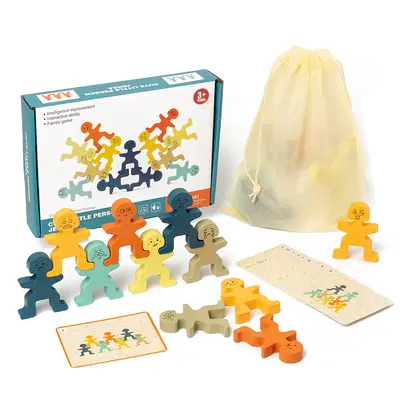 Wooden Cute Figure Stacking Blocks Toy, Balance Puzzle for Children - 7