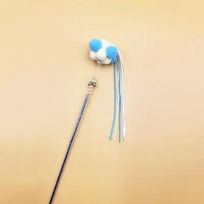 Fairy Cat Teaser Wand with Bell and Feather, Long Handle, Chew-Resistant - 8