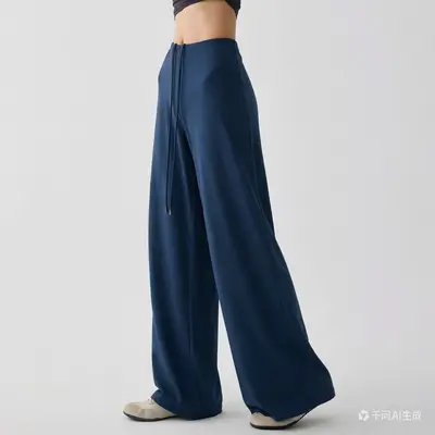 健身裤女垂感宽松阔腿显瘦加长跑步业余训练长裤普拉提瑜伽服A款 - 9