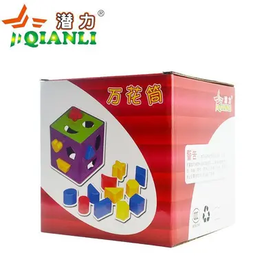 Kinder-Steckpuzzle mit geometrischen Formen und Farben, Kunststoffbox mit sechs Seiten, Le - 6