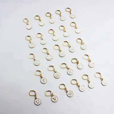 DIY Jewelry Accessories, Double-Sided Pendant, Key Clasp, 26 English Letters, Alloy - 8
