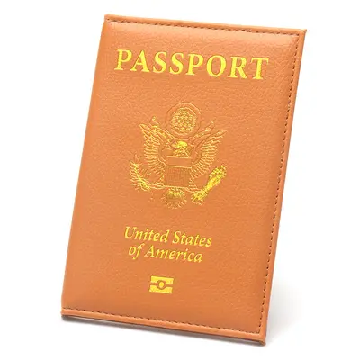 Slim US passport holder, leather, portable, lychee texture, travel - 9