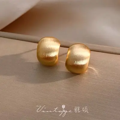 金色耳环女925银针复古气质显瘦耳圈耳钉轻奢高级感金属耳耳坠饰 - 10