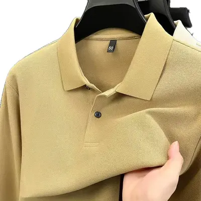 100% Cotton Men's Long Sleeve Polo Shirt, Embroidery Ready