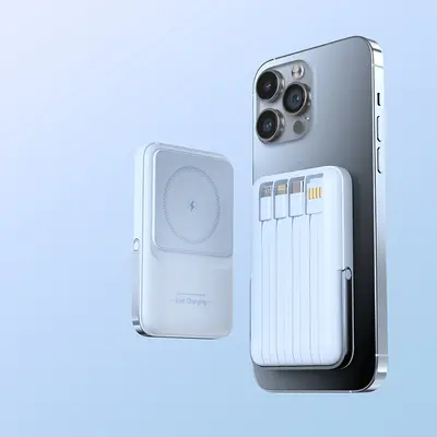 22.5W Süper Hızlı Şarj Manyetik Emici Kablosuz Şarj Cihazı 10000mAh Dahili Kablolu Taşınabilir Yüksek Kapasiteli Powerbank - 9