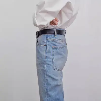 Damen-Jeans mit hohem Bund, helle Waschung, locker geschnitten, gerades Bein - 3