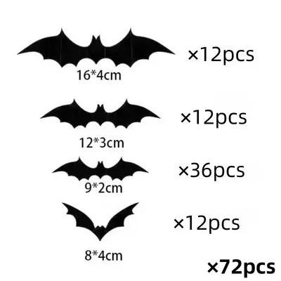 Halloween Decoration Set, 3D Black Spider and Bat Wall Stickers - 9