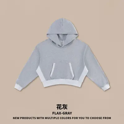 Kadın Renk Bloklu Pamuklu Kapüşonlu Sweatshirt ve Eşofman Takımı, Boxy Kesim - 8