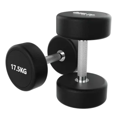 Saf çelik dumbbell seti, 5 kg, kauçuk kaplı