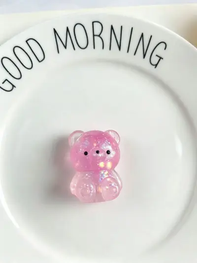 Iridescent Glitter Transparent Bear Squishy Stress Toy - 13