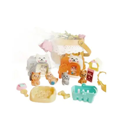 Kinder-Rollenspiel-Szenenset mit Katzenkäfig-Kleinspielzeug