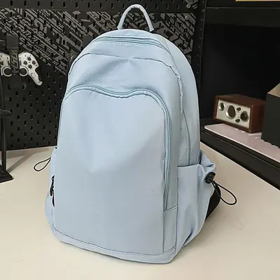 Korean Style Solid Color Large Capacity Backpack, School and Daily Travel - 10