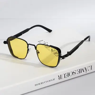 2025 Retro Square Frame Metal Sunglasses with UV Protection - 13