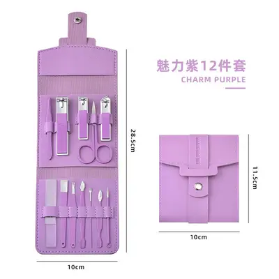 12-piece nail scissor set, manicure tools, folding case - 7