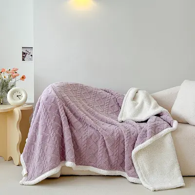 Double-Sided Lamb Wool Taffeta Blanket, Autumn Winter Double-Layer Throw - 12