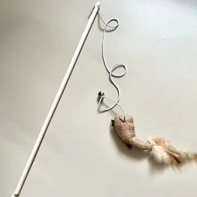 Ahşap Çubuklu Kedi Oltası, Sisal Halatlı Etkileşimli Kedi Oyuncağı - 13