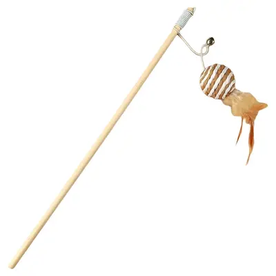 Cat Feather Wand with Bell Mouse, Bite-Resistant Cat Toy - 6