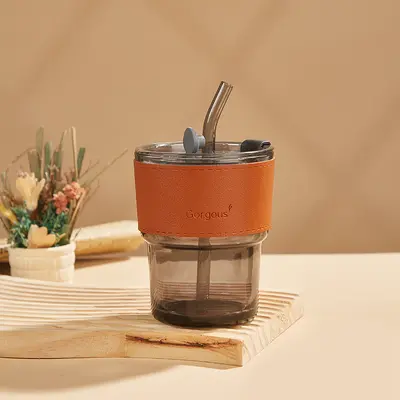 Bambu bardak ins tarzı saman çift içme bardağı drenaj reklam hediye cam su bardağı özel logo kahve fincanı - 7