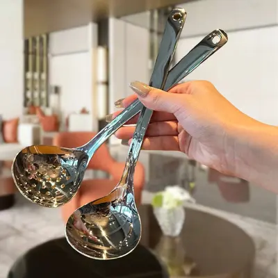 304 Stainless Steel Soup Spoon Set, Korean-Style Ladle and Drinking Spoon