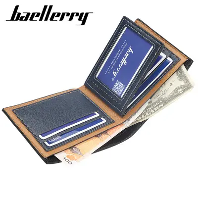Baellerry Men's Short Wallet, Crocodile Pattern, Slim Tri-Fold - 3