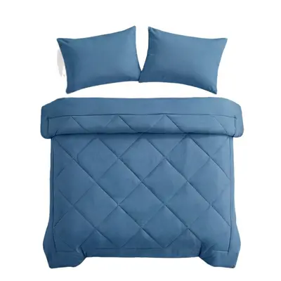 Brushed Diamond Quilted Comforter and Pillowcase Set, 3 Pieces, Multiple Colors - 6