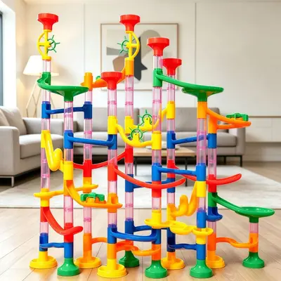 Track Ball Cross-Border Slide 3D Plastic Interlocking Building Blocks Rotating Slide Maze Amazon Children's Toys - 2
