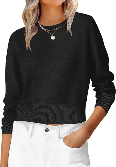 Damen-Langarmpullover, Cropped, Rundhalsausschnitt - 9