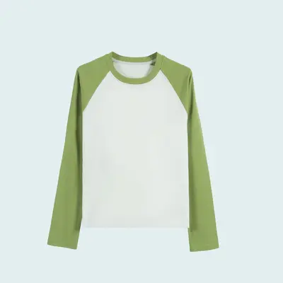 Kadın Düz Kesim Kontrast Raglan Kollu Tişört, Model 5603 - 10