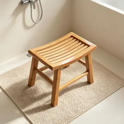 Non-Slip Bathroom Shower Stool with Storage, Low Height