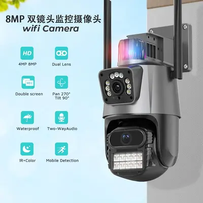 Icsee P11 açık alan çift lens WiFi ultra HD CCTV kamerası