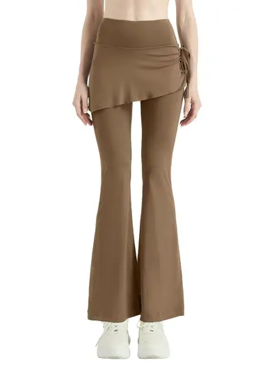 Damen-Yogahose mit hohem Bund, Raffung und Rockoptik - 5