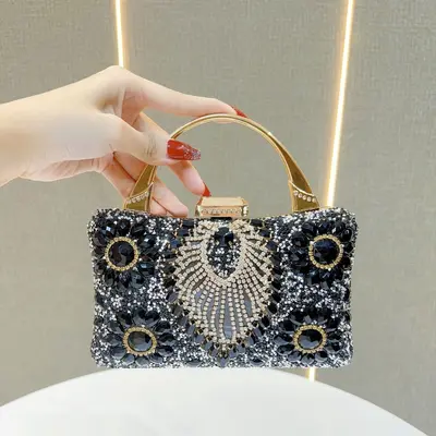 Diamond-Coated Women's Evening Bag for Weddings and Banquets - 8