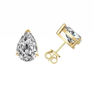 S925 Sterling Silver Moissanite Stud Earrings, Drop and Pear Shape - 8