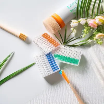 Interdental-Zahnbürste für Zahnorthopädie, weiches Silikon-Zahnstocher-Bürstchen, orange, blau, grün, 20/40 Silikon-Zahnstocher