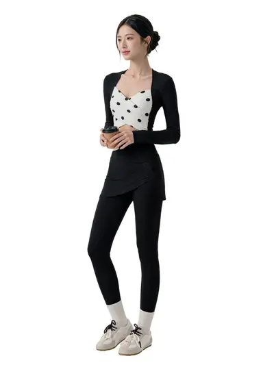 Kadın renk bloklu spor takımı, slim fit, pilates ve yoga için