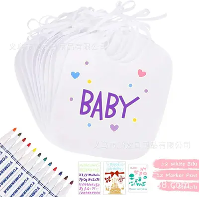 Beyaz Çocuk Boyama Önlüğü, DIY Bebek Mama Önlüğü