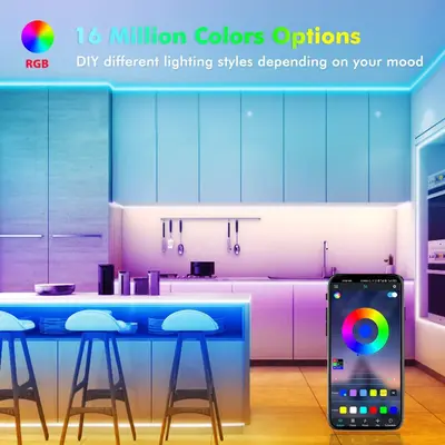 5Vled16 Lampenfassung Bluetooth 24 Tasten 3535 selbstklebend RGB Farbwechsel Schlafzimmer Kleiderschrank Heimdekoration LED-Streifen