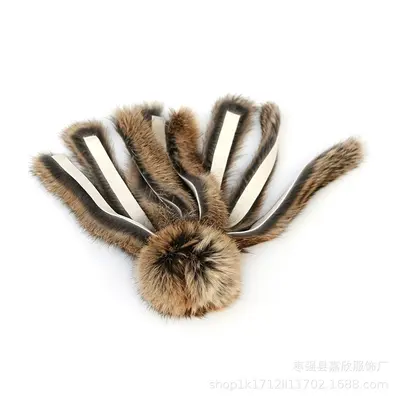 Cat Teaser Wand with Real Rabbit Fur Octopus Replacement Head - 6