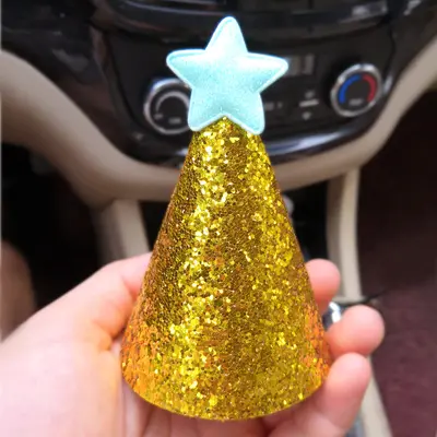 Gold Children's Birthday Party Hat with Star Sequins