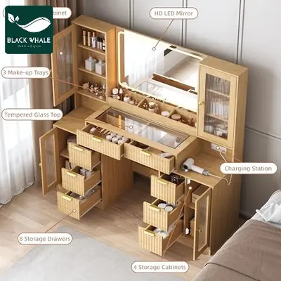 Nordic Style Vanity Table, Multifunctional, Bedroom