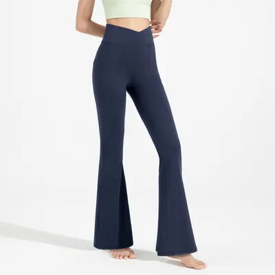 Antibacterial Women's Flared Yoga Pants, High-Waist Hip-Lifting