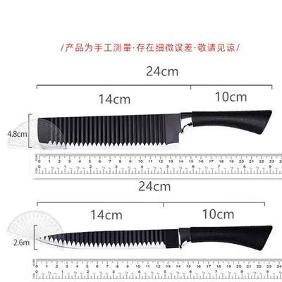 6 parçalı yapışmaz bıçak seti, dalga desenli 238A - 3